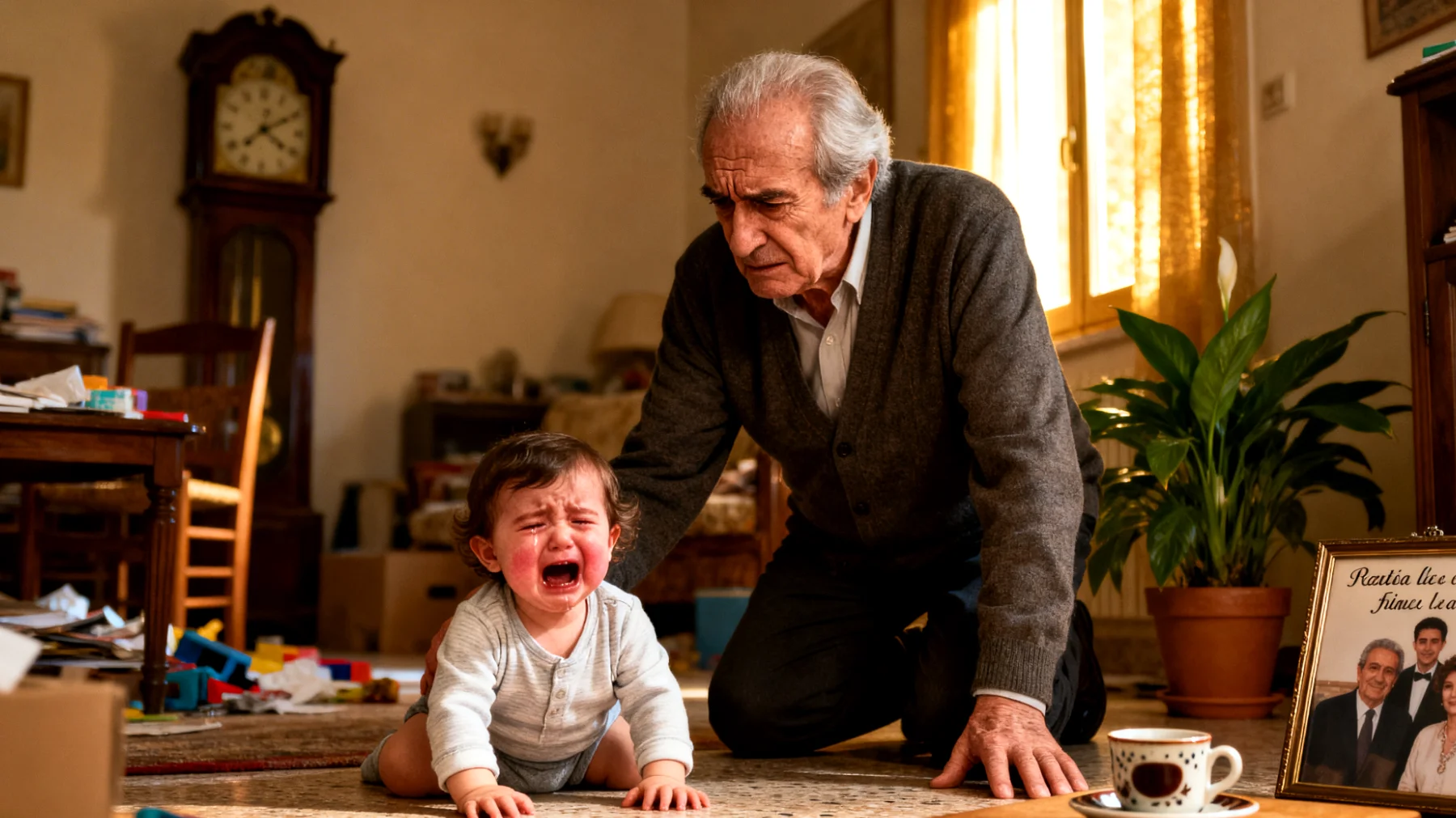 Il nonno fatica a gestire i momenti in cui il nipotino piccolo ha esplosioni di rabbia, urla, si butta per terra e si oppone con forza a qualsiasi richiesta o limite imposto, sentendosi sopraffatto e incerto su come rispondere senza peggiorare la situazione."