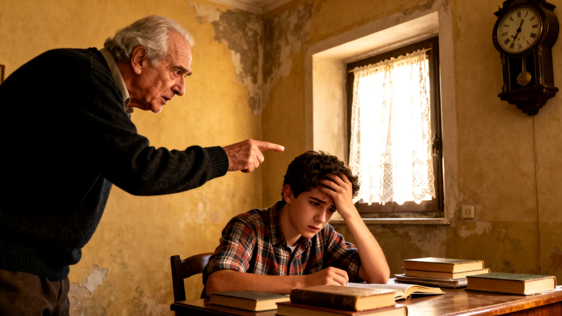 Il nonno esercita pressioni eccessive sul nipote adolescente riguardo alle performance scolastiche e sportive, proiettando su di lui aspettative molto alte che generano nel ragazzo ansia da prestazione, paura di deludere e progressiva perdita di motivazione autentica."