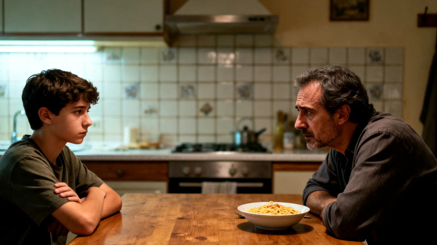 Il papà fatica a supportare il figlio adolescente nei momenti di cambiamento, come il passaggio alle scuole superiori o un trasferimento in una nuova città, poiché l'adolescente manifesta resistenza, chiusura emotiva e rifiuto di adattarsi alle nuove situazioni, lasciando il padre in uno stato di impotenza e incertezza su come intervenire."