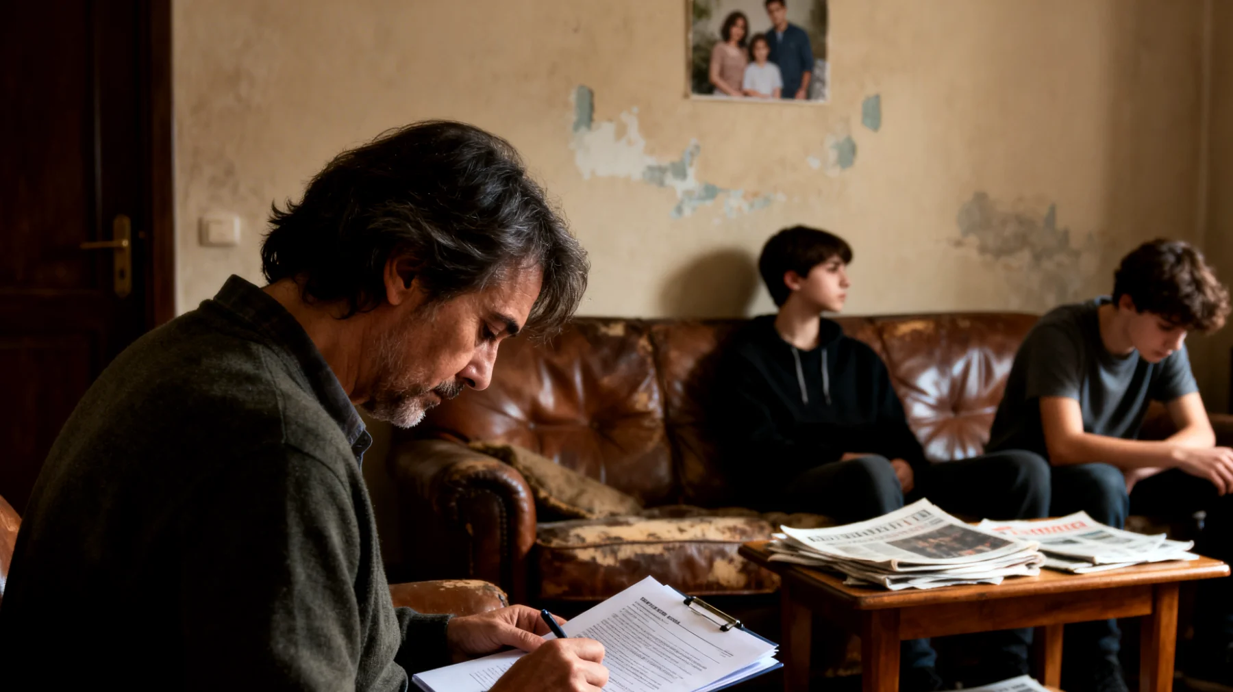 Genitori esausti che non riescono a dedicare tempo di qualità agli adolescenti a causa del sovraccarico di lavoro e impegni quotidiani, con conseguente senso di colpa e distacco emotivo crescente"