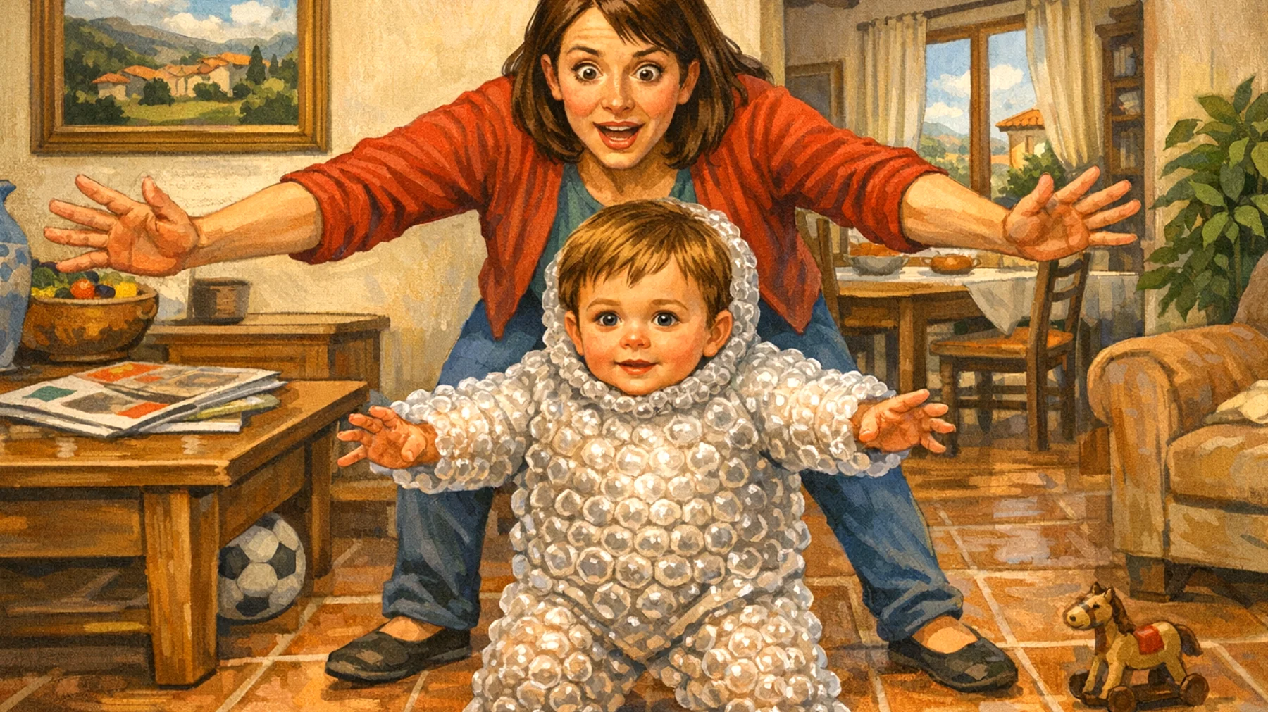 Mamma che protegge eccessivamente i bambini impedendo loro di sviluppare autonomia e capacità di affrontare piccoli rischi e sfide quotidiane"