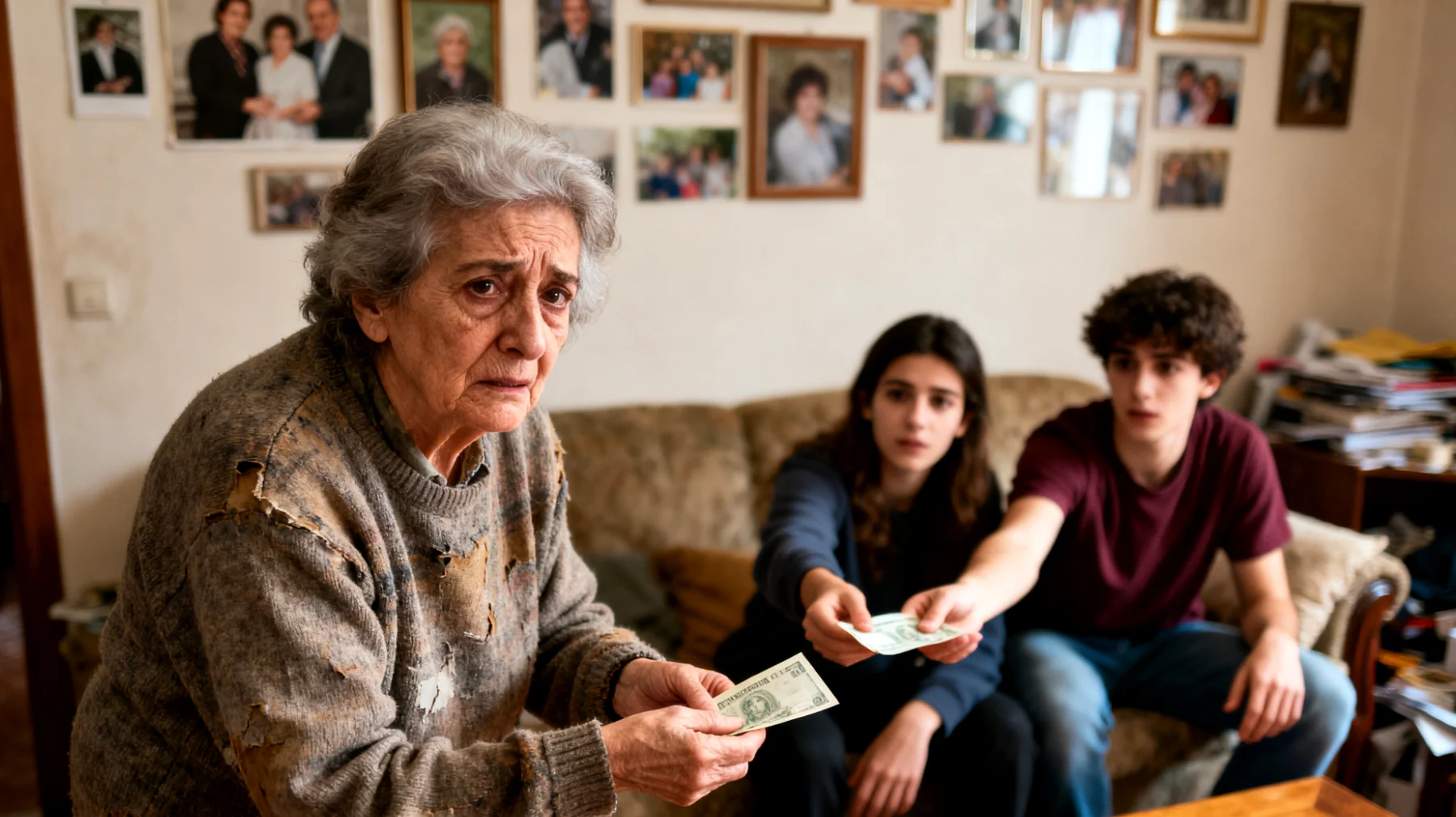 Nonna che fatica a stabilire regole e confini con i nipoti giovani adulti, cedendo costantemente alle loro richieste e creando dinamiche di dipendenza economica ed emotiva che ostacolano la loro crescita verso l'autonomia"