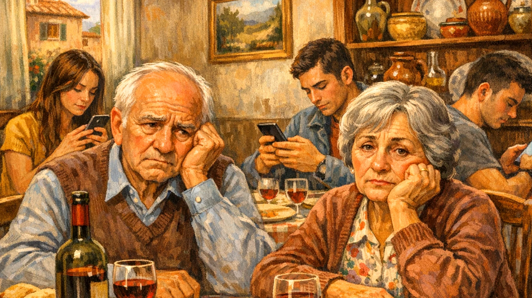 I nonni faticano a coinvolgere i nipoti giovani adulti nelle attività quotidiane e familiari, percependo disinteresse e mancanza di collaborazione spontanea durante le visite o i momenti trascorsi insieme"