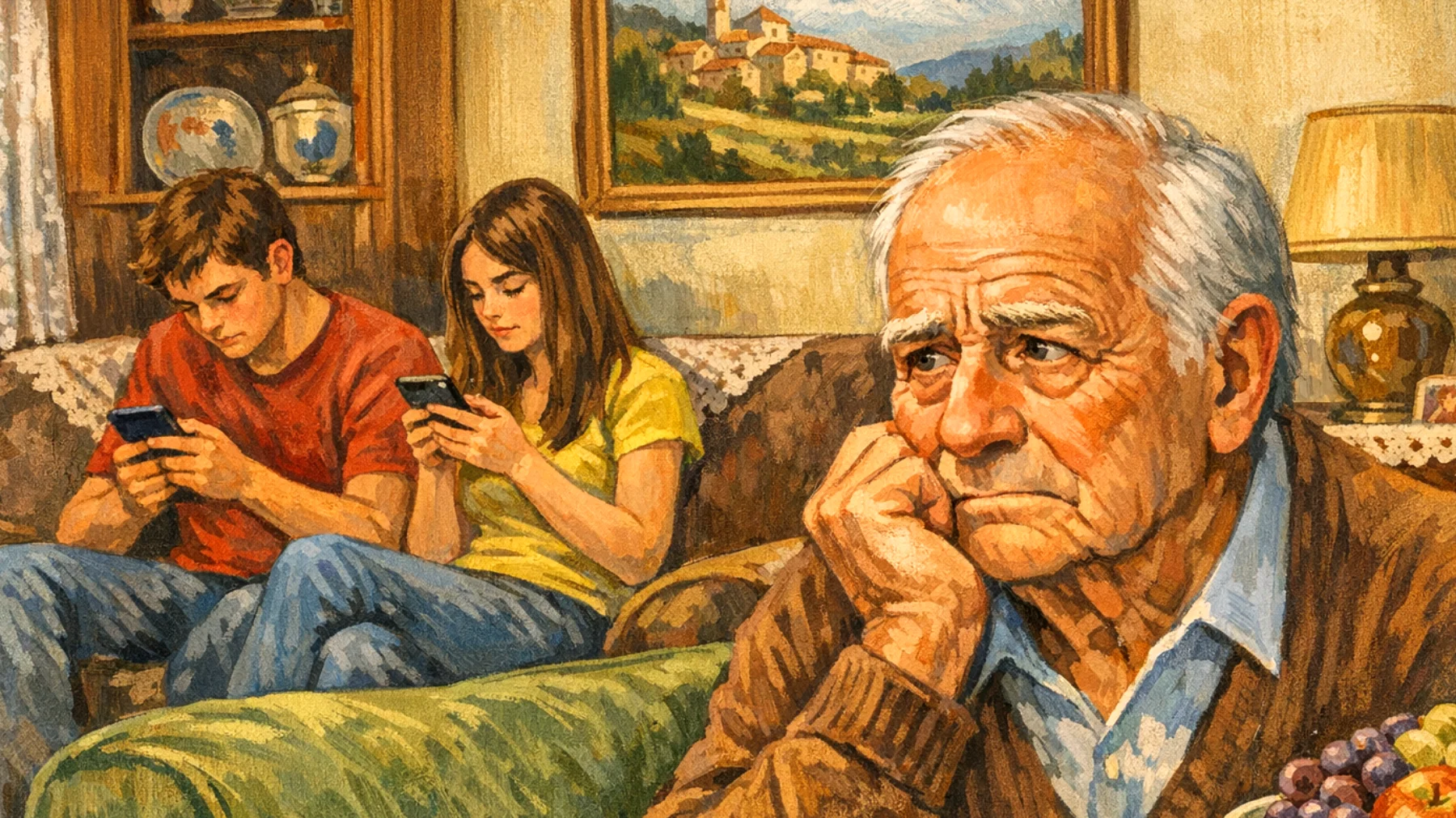 Il nonno fatica a mantenere un rapporto significativo con i nipoti adolescenti che attraversano cambiamenti importanti (fisici, emotivi, scolastici) e si chiudono sempre più in se stessi, rendendo difficile la comunicazione e la condivisione come avveniva quando erano bambini"
